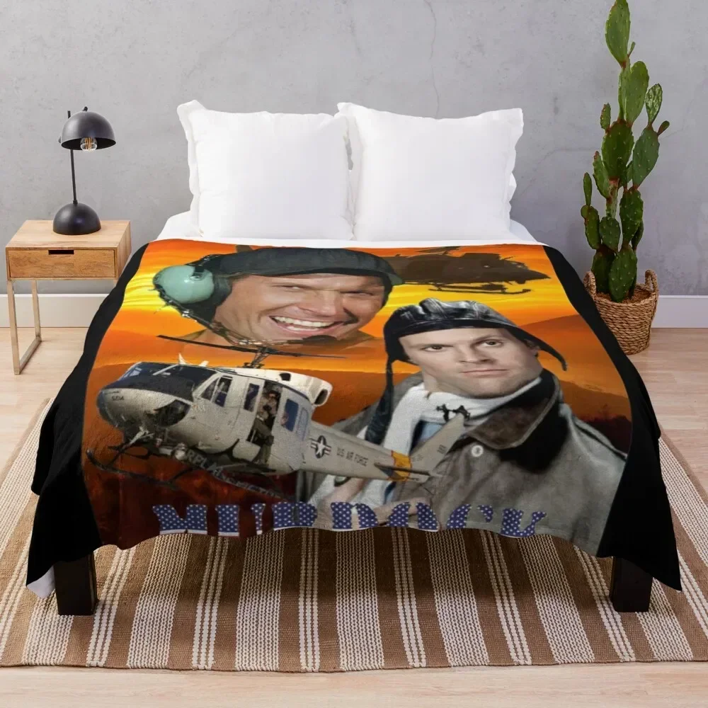 Murdock pilot of Helicopter Throw Blanket anime Plaid Blankets