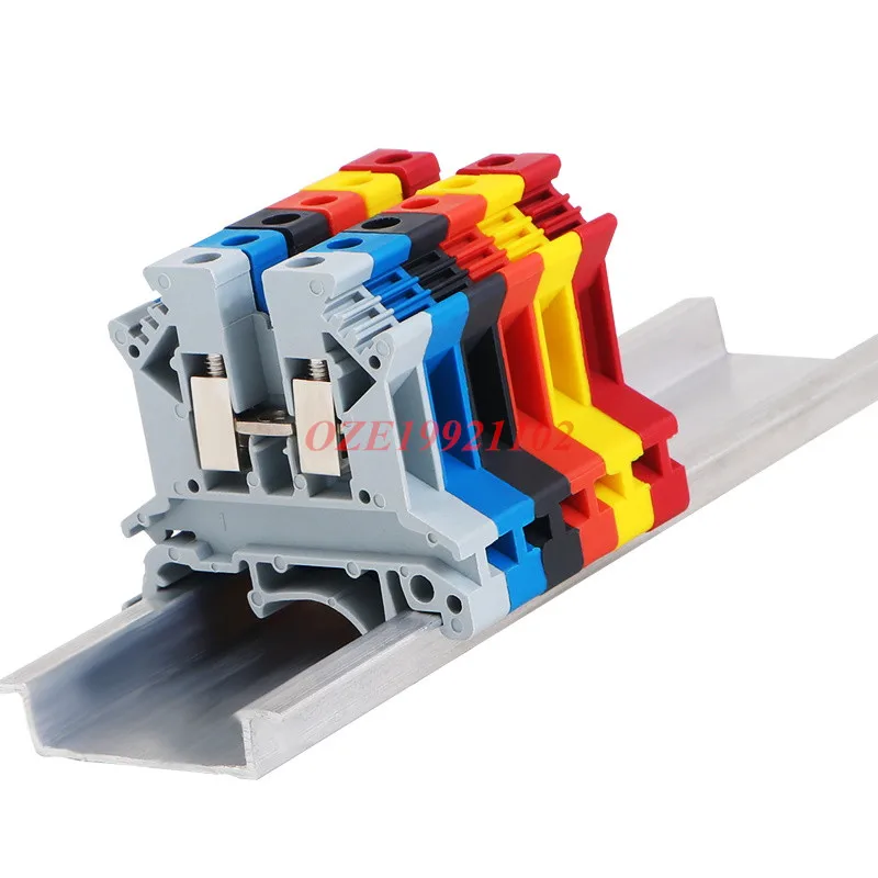10PCS UK-2.5B blue/grey/red/black/Green/Orange/Yellow 2.5mm2 DIN Rail Universal Combination Terminal Blocks Screw Type UK2.5B
