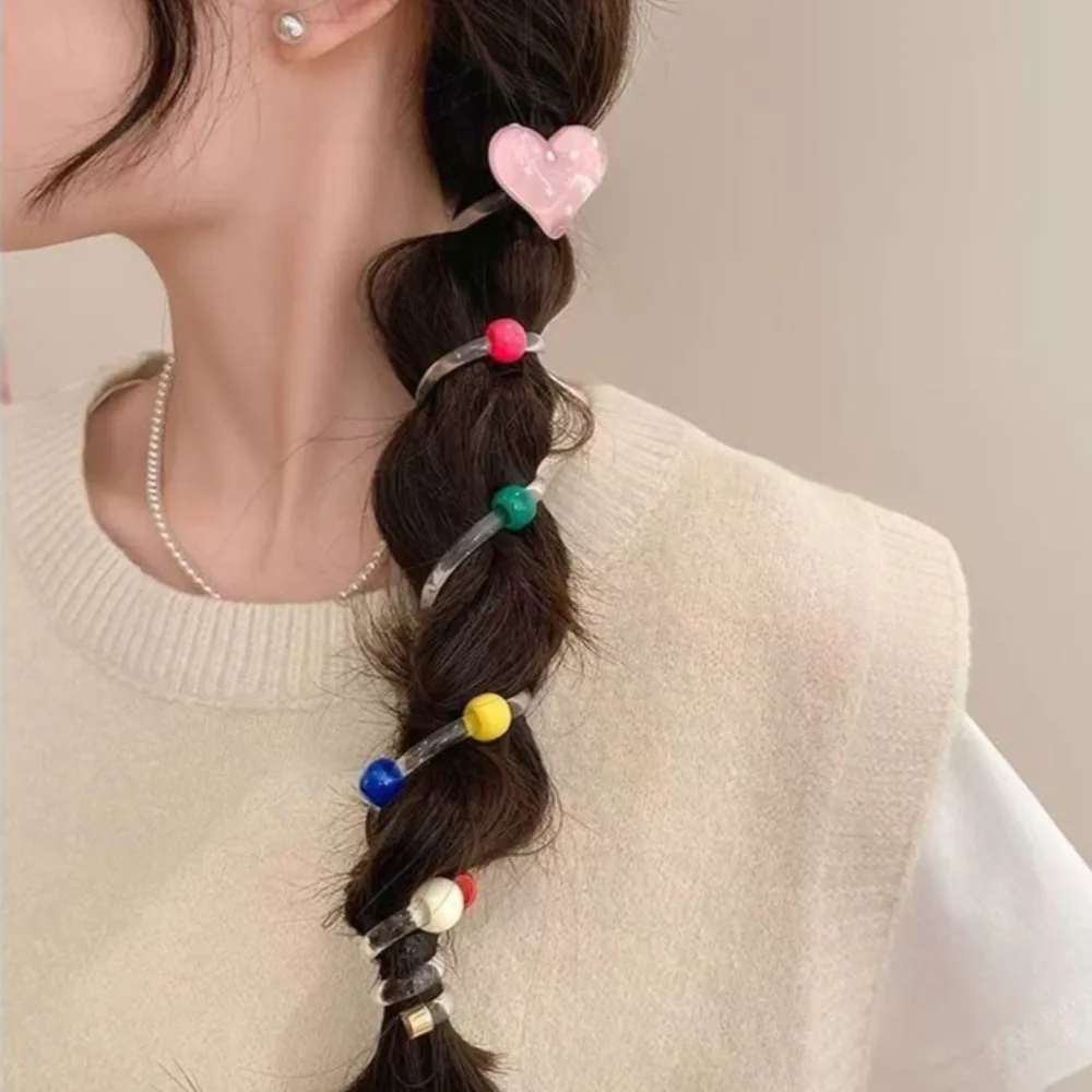 Baby Star Heart Elastic Hair Ties Transparent Ponytail Bands Cute Girls Bubble Braid Decorative Hair Ropes Hair Accessories