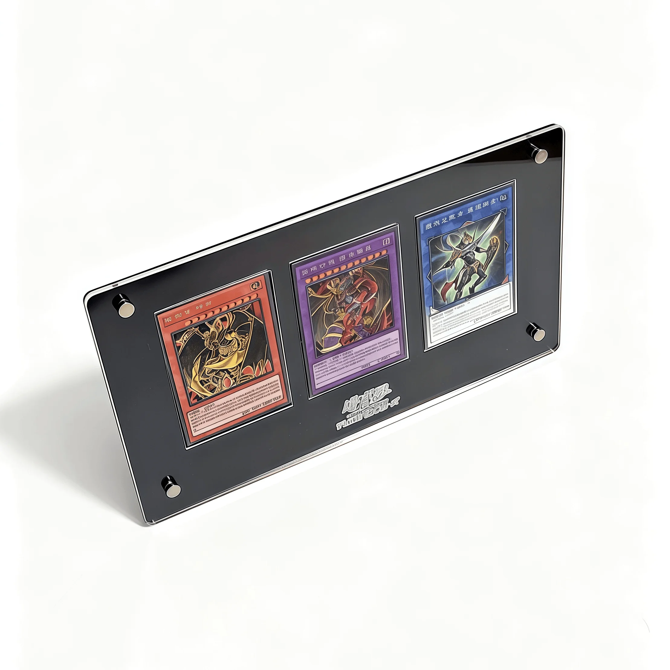 Yu Gi Oh Black Acrylic 3 Slot Card Brick Display Stand Blue Eyes White Dragon Dark Magician Game Card Holder No Card Included