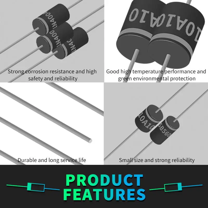 20Pcs 1N5404 1N5408 SB560 SR5100 HER302 RU4A HER308 FR307 10A10 6A10 Diode Shottky Rectifier Diode Kit