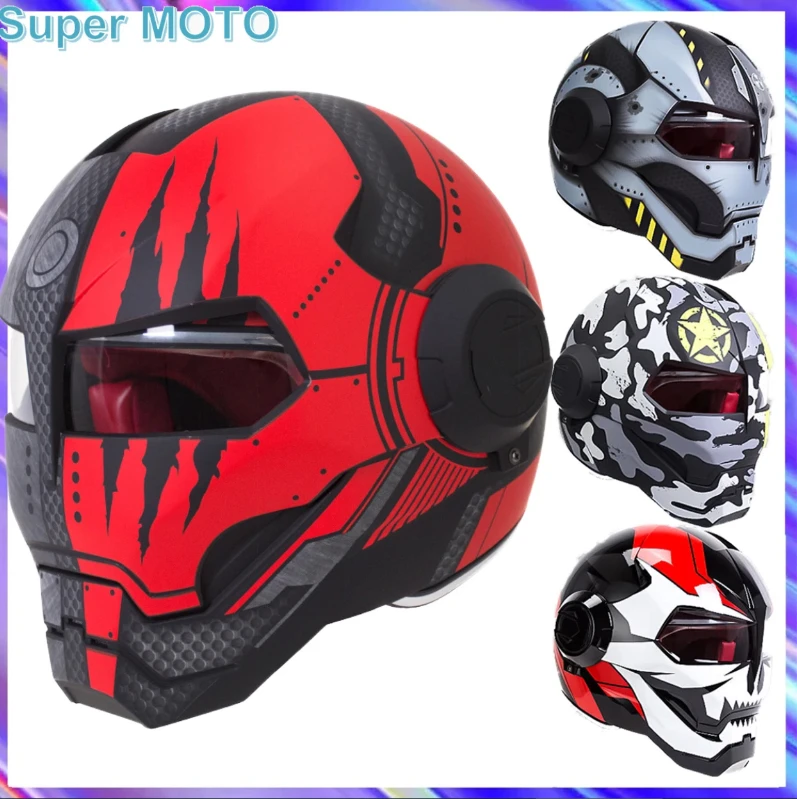 Retro Motorcycle Helmet Motocross Helmets Personality Full Face Capacete De Moto Casco De Moto Kask Cool DOT Racing Off-Road