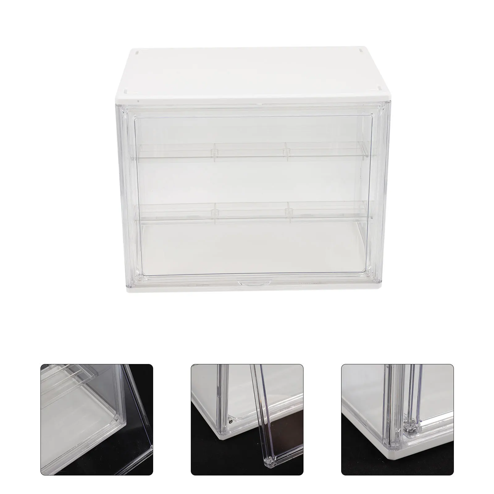 

Stackable Storage Bin Clear Book Case Removable Shelf Display Box For Collection Organizer Acrylic Container