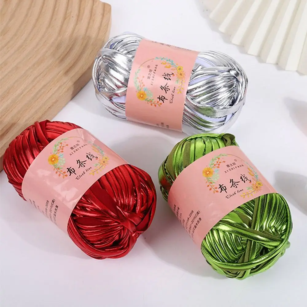Novel Functional Imitation Leather Crochet Yarn Shiny Magic Color Yarn Ball Sewing For Bag Blanket DIY Hand Knitting For T-Shirt