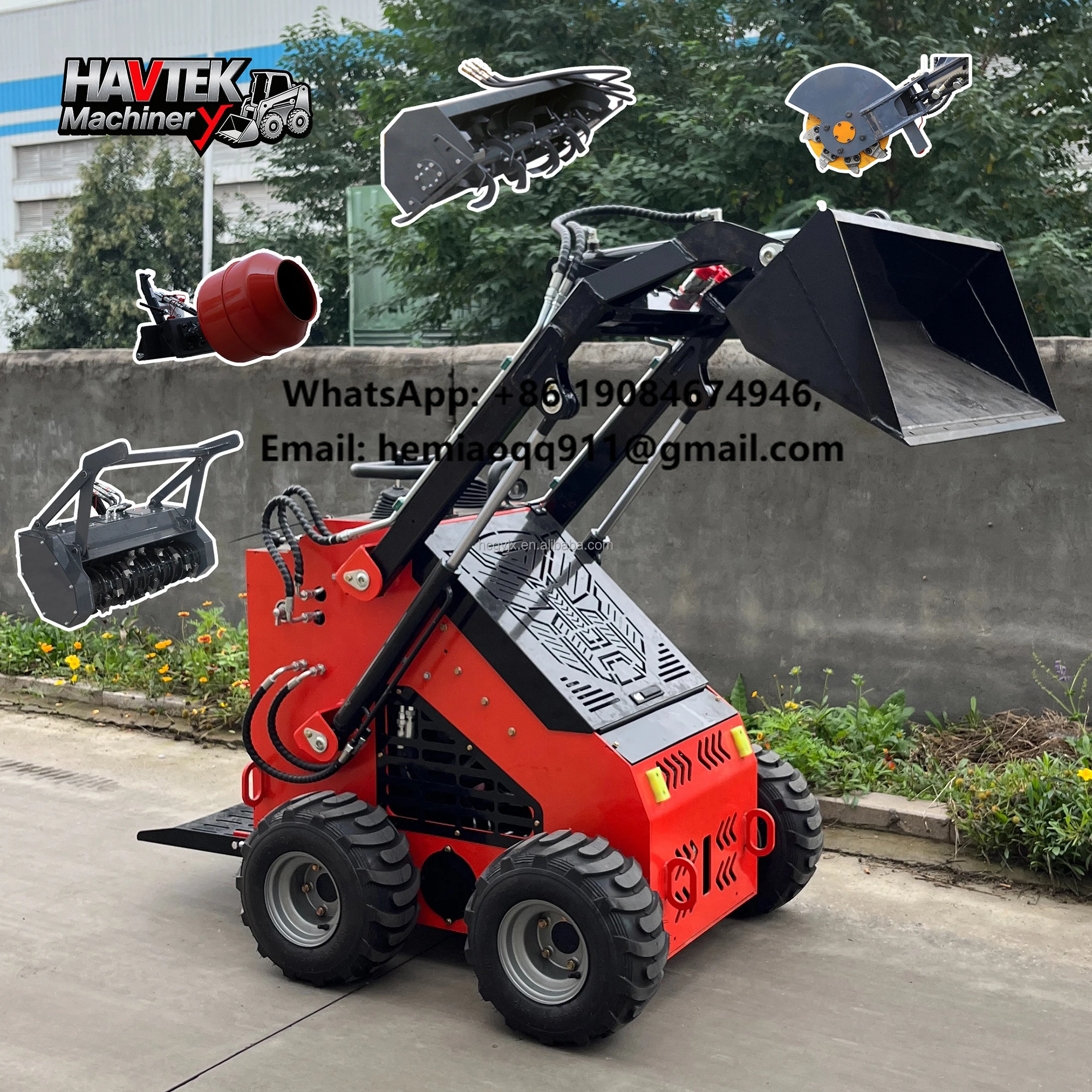 Havtek Cheap Price Mini Skid Steer Loader EPA Eurp5 Engine Diesel &  Crawler Loader with 0.12m Bucket 1 Year Warranty