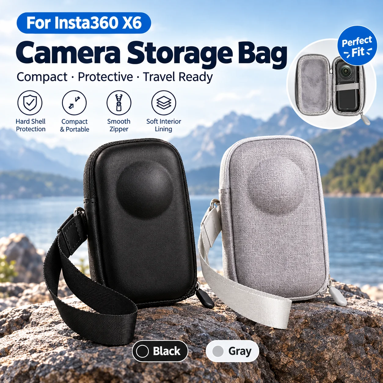 Portable Camera Case for Insta360 X6 Mini Carrying Bag Shockproof Protective Storage Box Soft Lining Zipper Travel Accessories