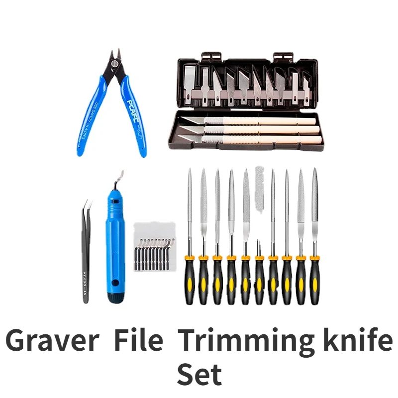 3D Printer Accessories Model Cleaning Tool Graver File Flash Trimmer Kit Polishing and Trimming Suit