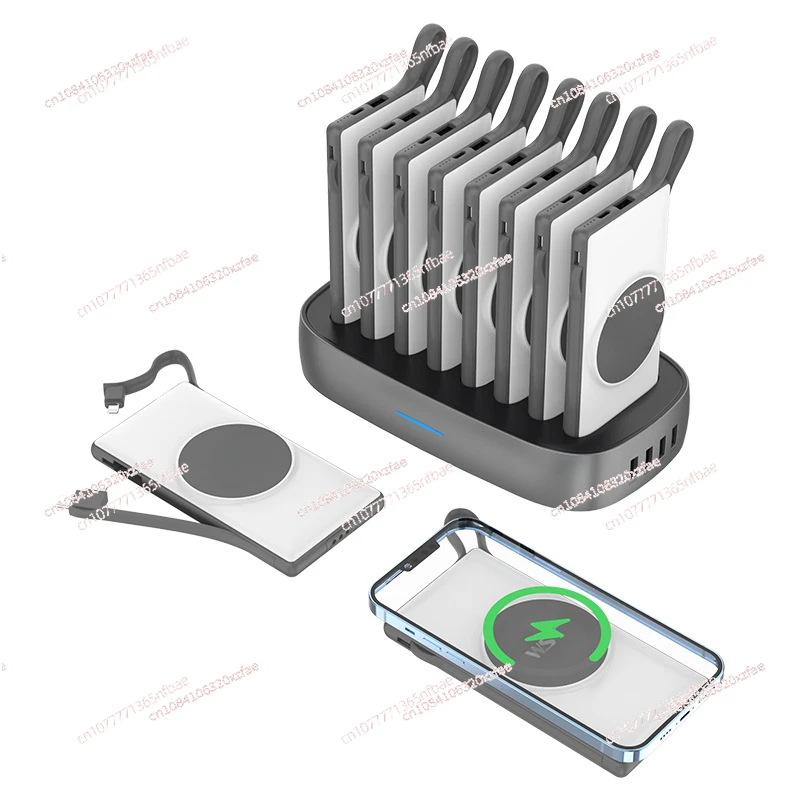 

Business power bank set Business shared power bank free scan code rental 10,000 mAh self-contained cable fast charging wireless