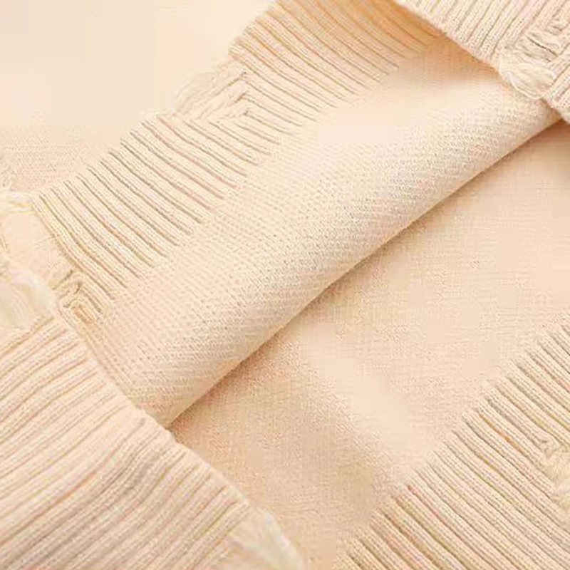 Otoño Invierno, suéter con flecos y agujeros para hombre, prendas de punto para hombre, jerséis holgados con cuello redondo y viento neutro, suéter de punto de gran tamaño