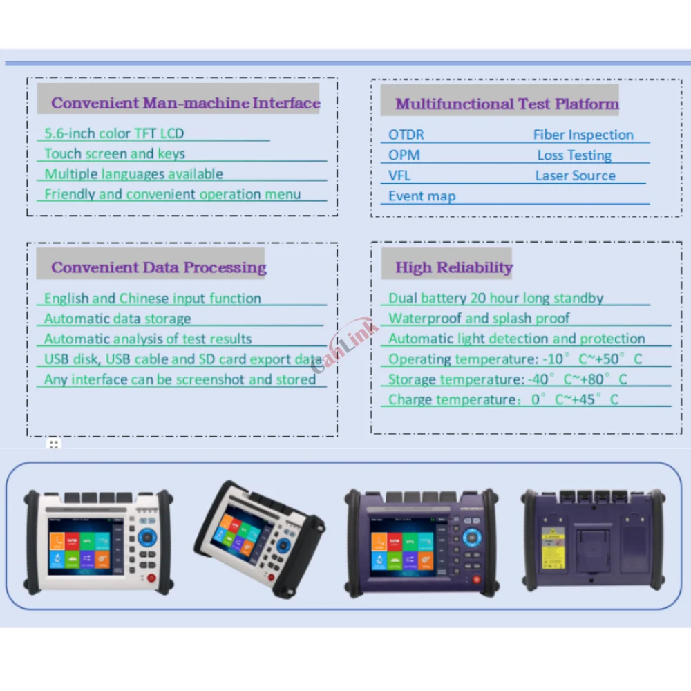 1:32 Splitter Fiber Optic Reflectometer OTDR Cable Tester Rj45 1310/1550/1625nm 32/30/30db Optical Time Domain Reflectometer