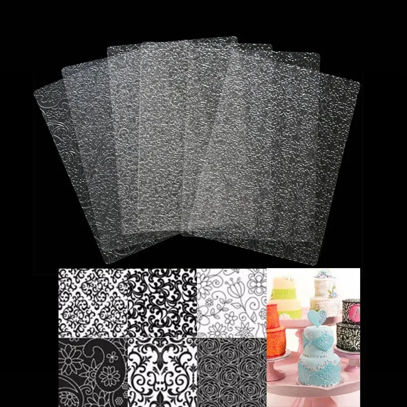 6pcs Grid Transparent Texture Mat Embossed Baking Texture Mold Cake Chocolate Printing Mold Grid Decorating Tools