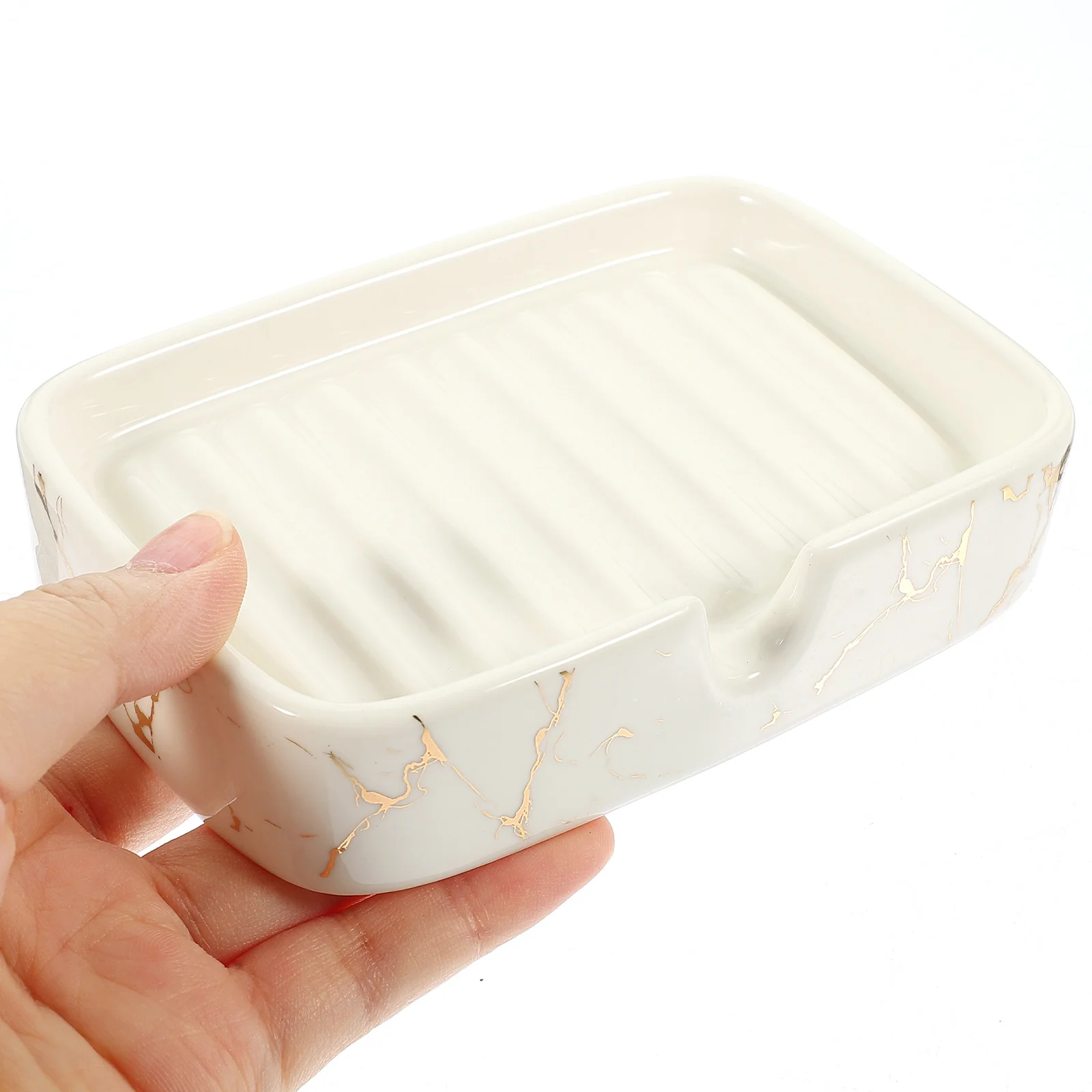 

Bathroom Soap Dish Self Draining Tray Holder Ceramic Dishes Case Decorative with