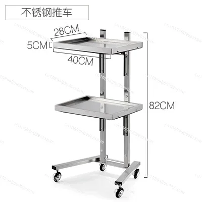 Stainless Steel Foldable Tool Cart Beauty Salon/Barber Shop Trolley Storage workbench supermarket 2-tier tool cart