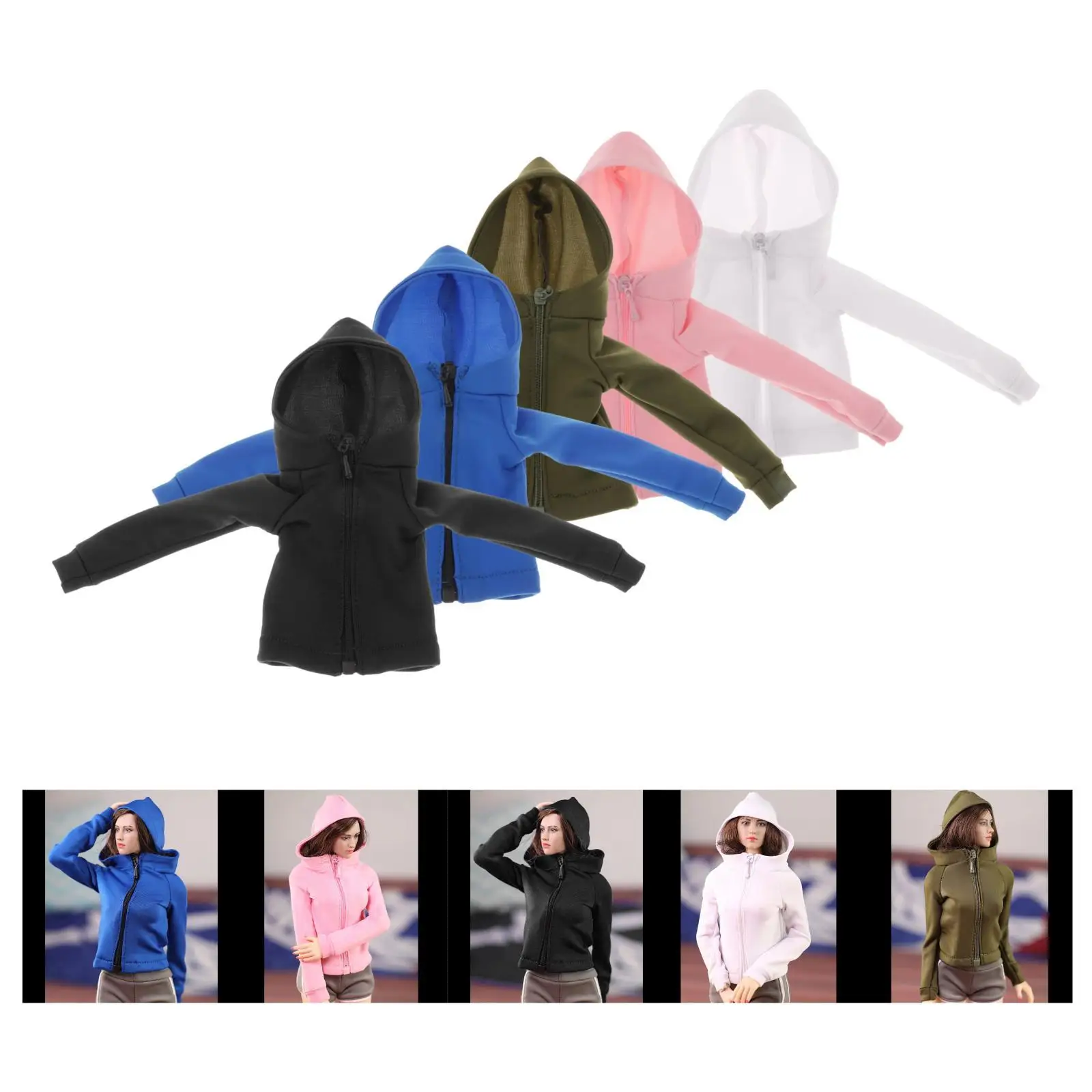 سترة نسائية بسحاب بمقياس 1/6 ملابس خارجية لشخصيات الحركة مقاس 12 بوصة وإكسسوارات الجسم