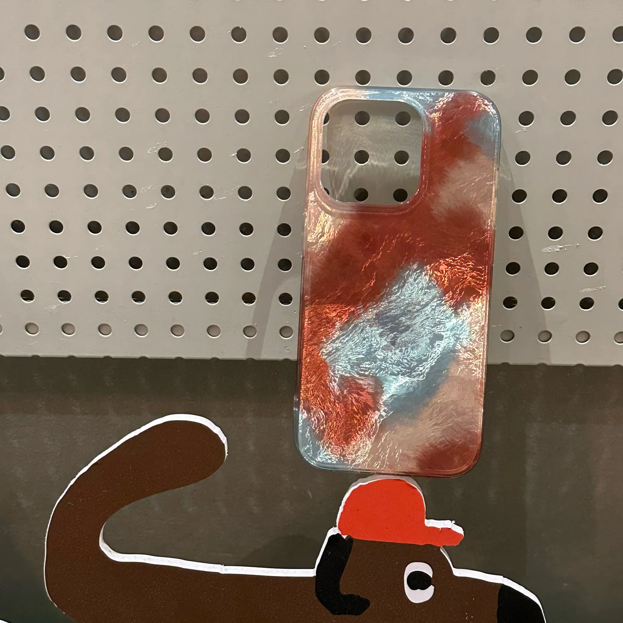 Retro Glacier Texture Blue Orange Smudging Color Contrast Glossy Surface Dazzling Cover Case for iPhone 15 16 17 Pro Max