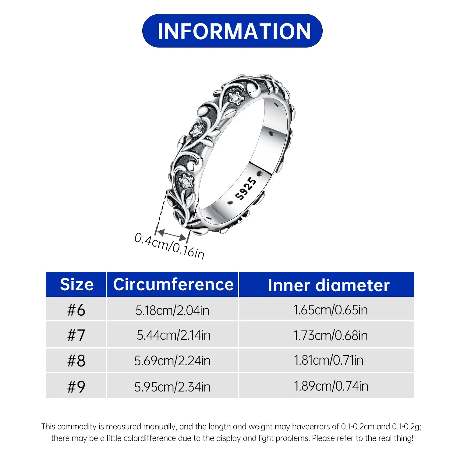 Women's Vintage Pattern Closed Ring in S925 Sterling Silver