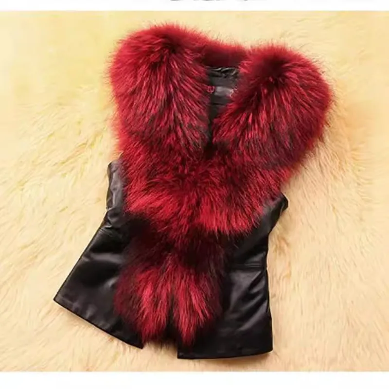 Women's Models Fall Winter Coat Fur Vest Clothing Slim Faux Fur Collar Short Paragraph Outwear Design Sense Luxury Brand New