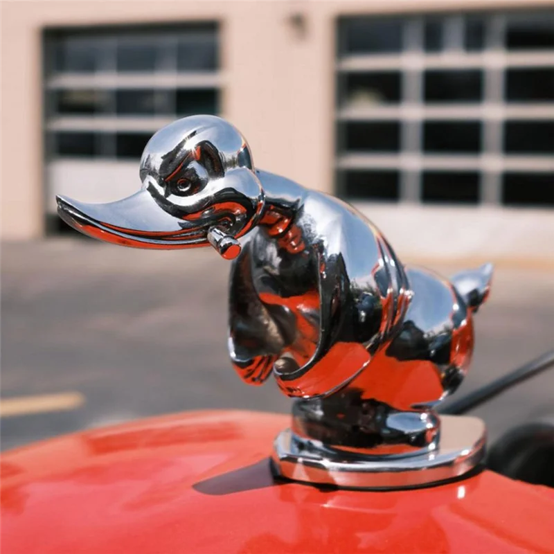 

B07A-Angry Duck Car Hood Ornament Car Front Hood Sticker Decor, Silver