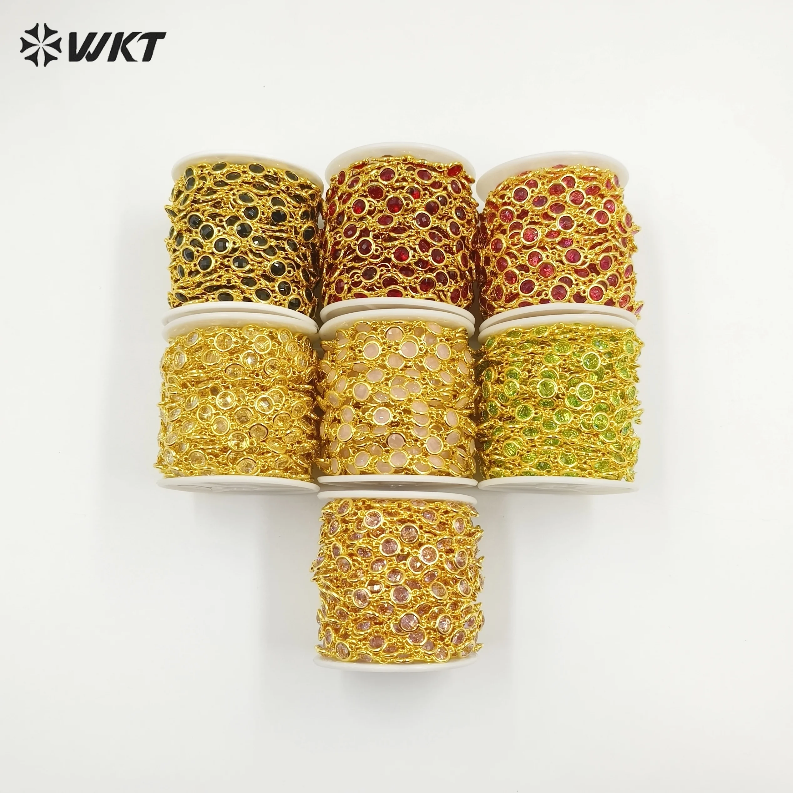 

WT-RBC229 New Arrival Colorful Cubic Zircon Long Beads Chain For DIY Necklace Or Bracelet Women Beautiful Decoration