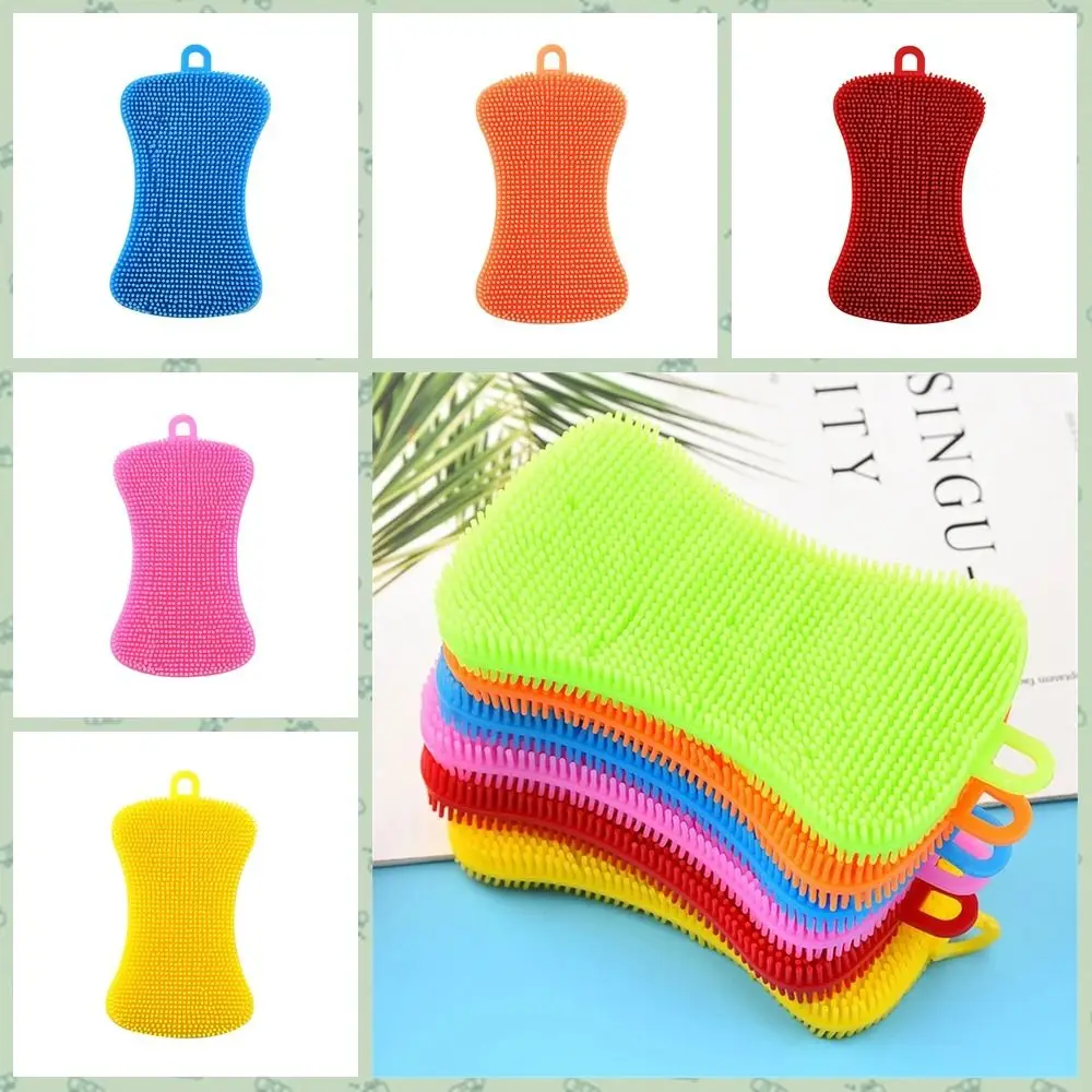 

Многоцелевая двусторонняя силиконовая щетка для мытья посуды, мягкая гибкая губка для кастрюли, скруббер, многоразовая щетка для чистки кухни