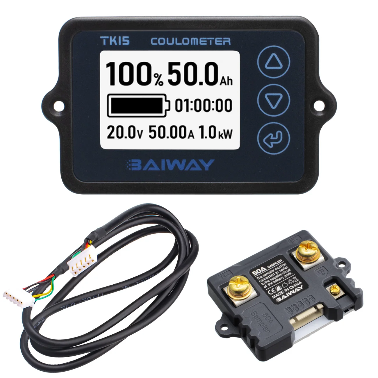 DC120V 50A Vehicle Battery Coulometer TK15 Battery Capacity Tester Coulomb Counter Meter for E-bike/Balance Car/Cleaning Machine