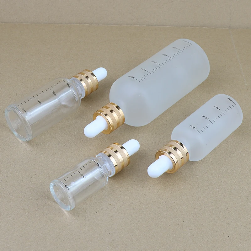 100pcs 5ml 10ml Glass Dropper Bottles Clear/Matte Essential Oil Lotion Serum Storage Box With Pipettes Refillable Bottle