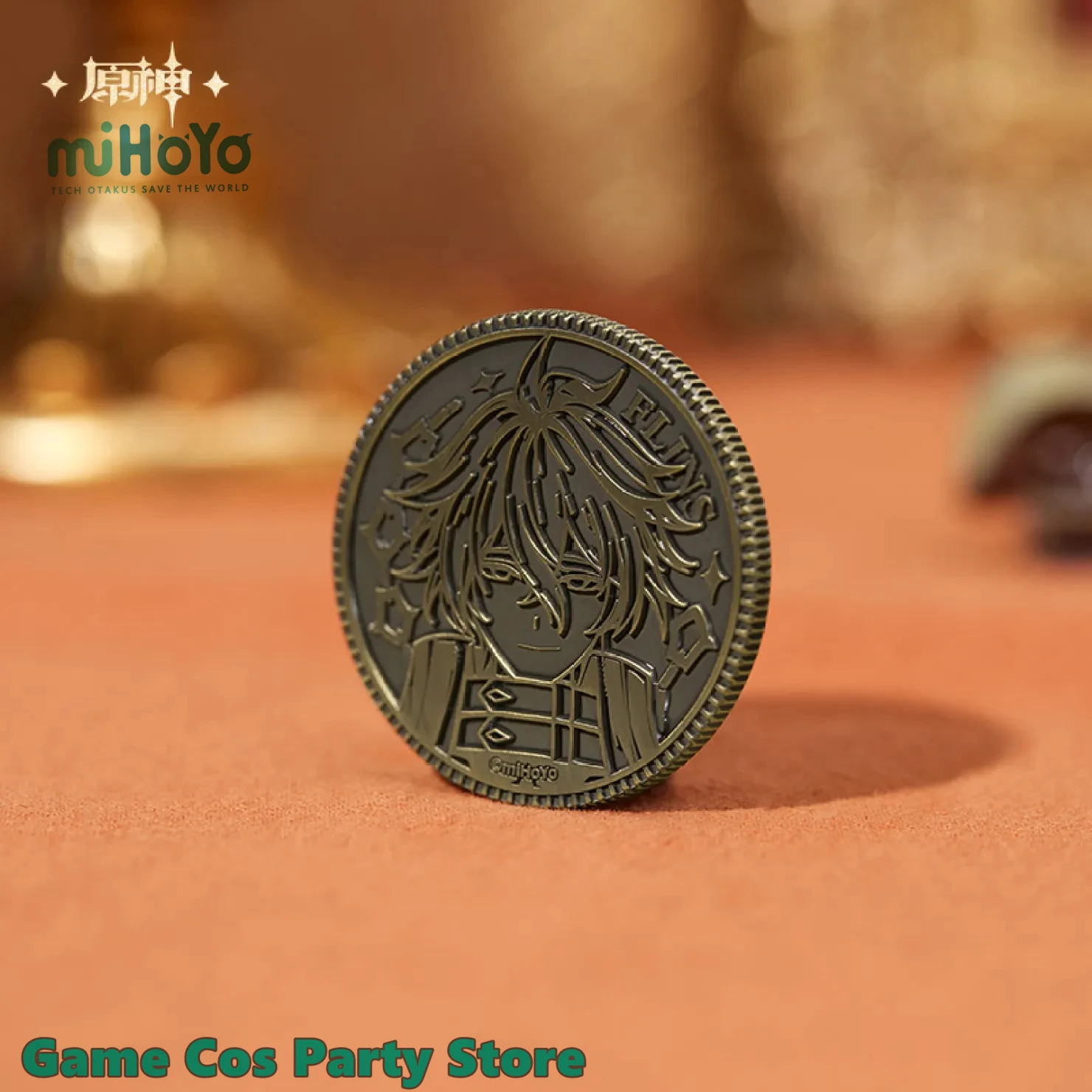 [Genuine] Flins Lucky Coin Pendant Set Anime Game Genshin Impact Cosplay Diy Accessories Metal Keyring Chain Xmas Gifts miHoYo
