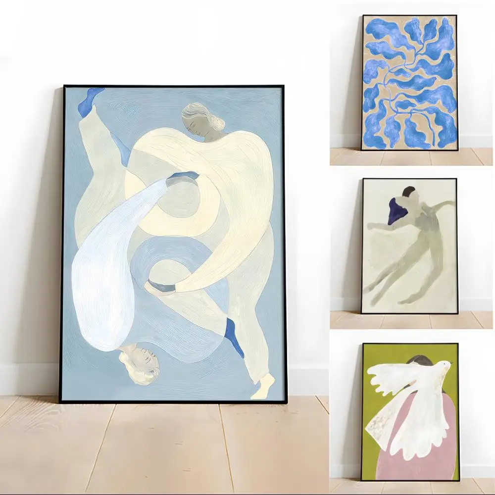 Abstract Modern Bird Flowers Painting Calligraphy Wall Art HD Canvas Oil Painting Posters Prints Home Bedroom Decor Gift