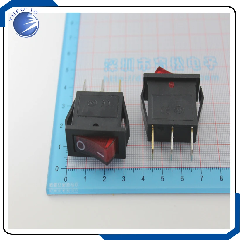2PCS/LOT  A rocker switch current rocker switch 15A 250VAC with light red tripod