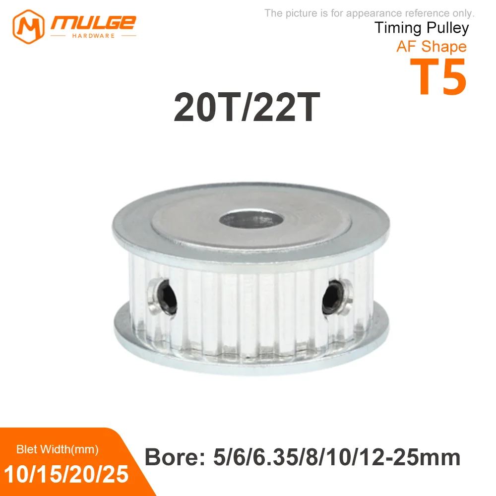 

T5Timing Pulley 20T/22T pore size 5/6-15mm Alloy Wheels AF Shape Teeth Pitch 5mm Match With T5 Width 10/15/20/25mm Timing Belt