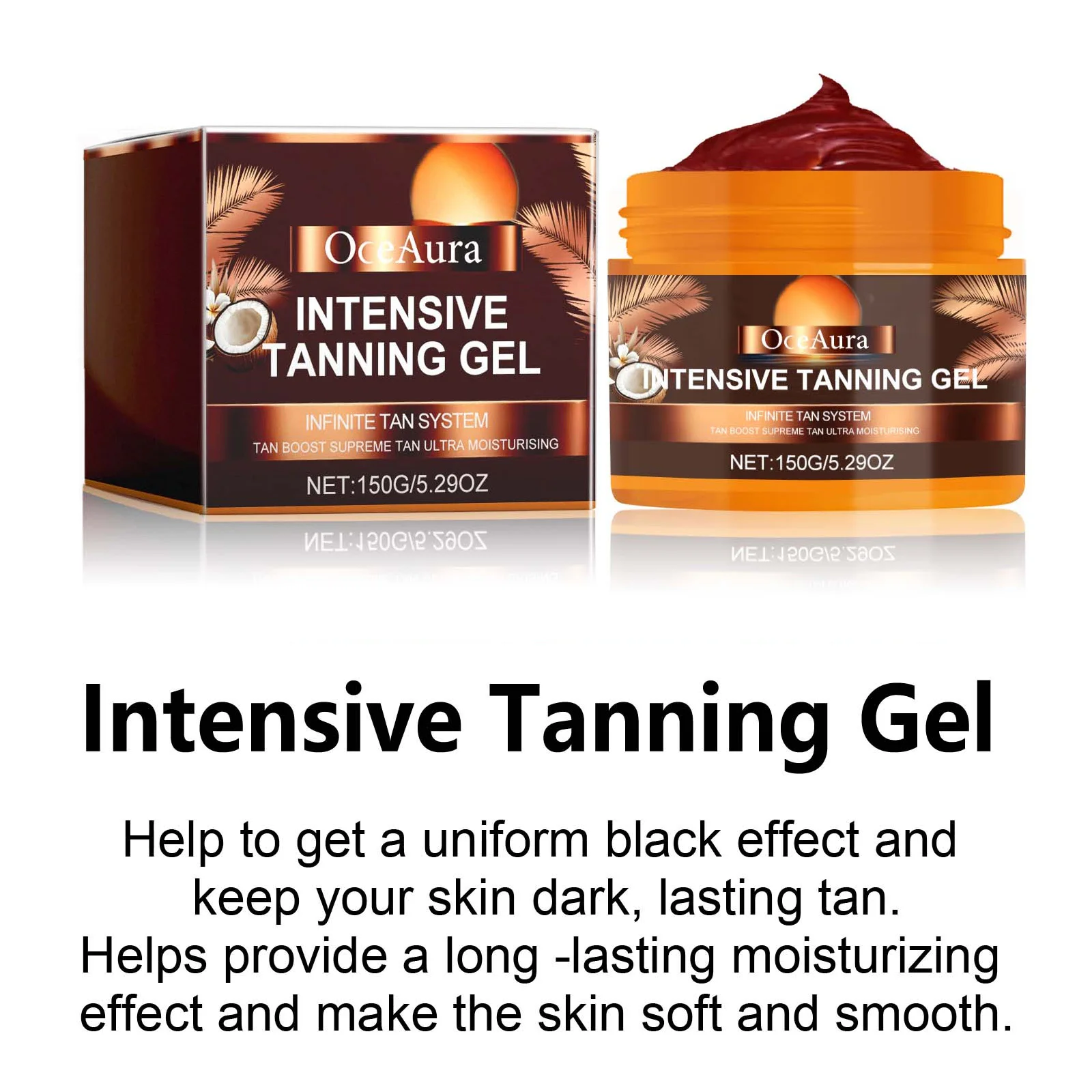 Intensive Tanning Gel & Cream Set Accelerator Bronzing Dark Skin Long Lasting Moisturizing Face Body Sunless Self Tanning Cream