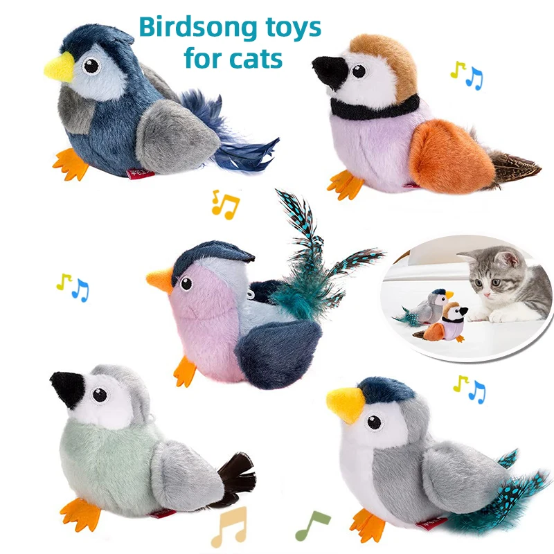 

12CM Electronic Realistic Flying Bird Song Cat Toy Singing Interactive Toy For Cats