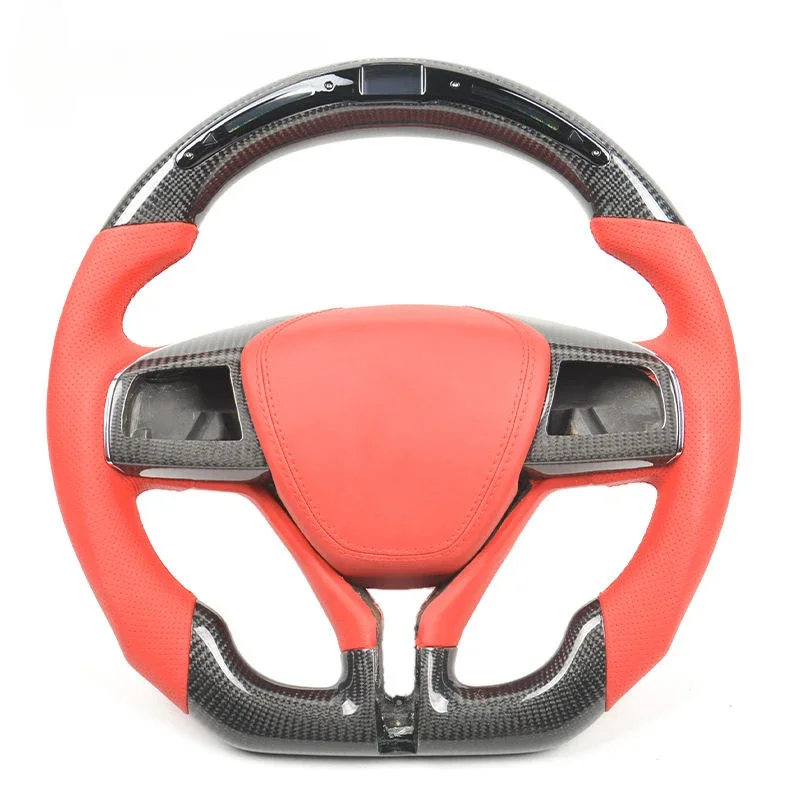 

Ghibli red leather carbon fiber steering wheel LED display car steering wheel fit for Maserati