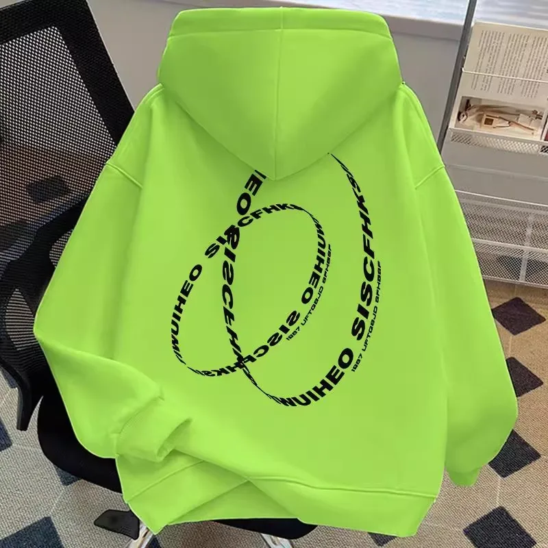 

Мужская толстовка оверсайз 300 Pou осенне-зимняя, флуоресцентная, утепленная, в американском стиле, модная, с надписью, свободного кроя