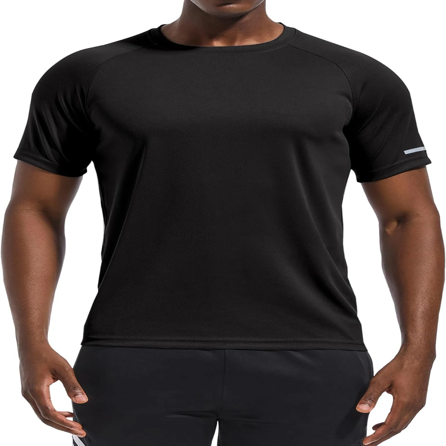 Holure's stylish men's short sleeve workout t-shirt in quick-dry mesh fabric, offering breathable and comfortable performance fo