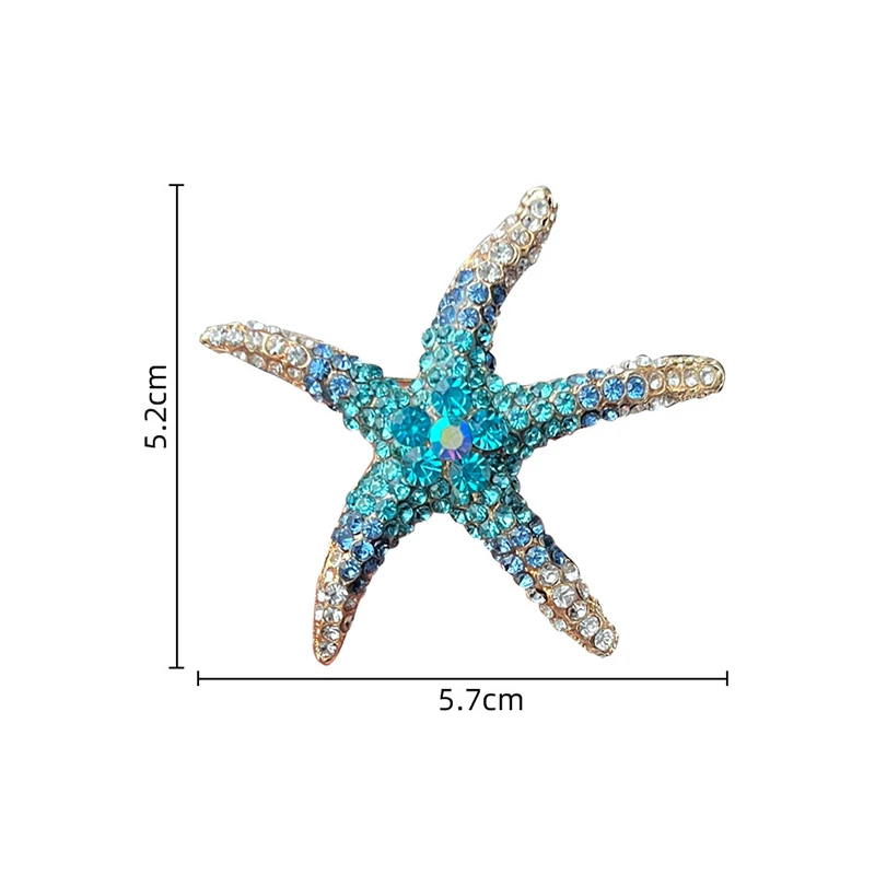 1Pcs New Star Brooch Pins Shiny Inlaid Rhinestone Cute Multi-Color Starfish Brooches For Women Men Suit Clothes Jewelry Gift