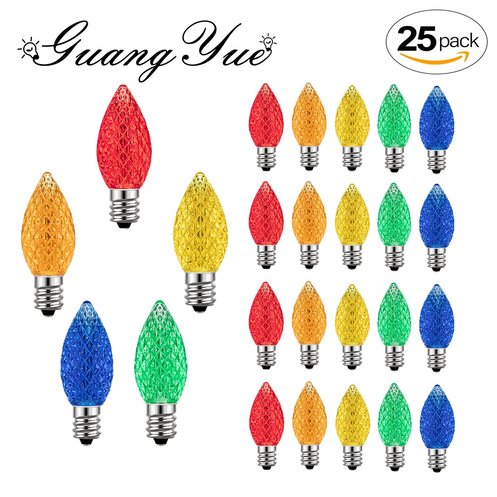 lampadas noturnas substituiveis led coloridas para decoracao de arvore de natal candle light string rgb c7 e12 shatterproof 06w 25 pcs 01