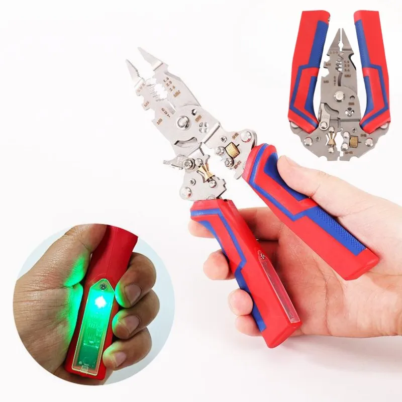 

Многофункциональные плоскогубцы-стриппер 13-в-1 для электриков с функциями измерения напряжения, резки кабеля и обжима, ручные инструменты