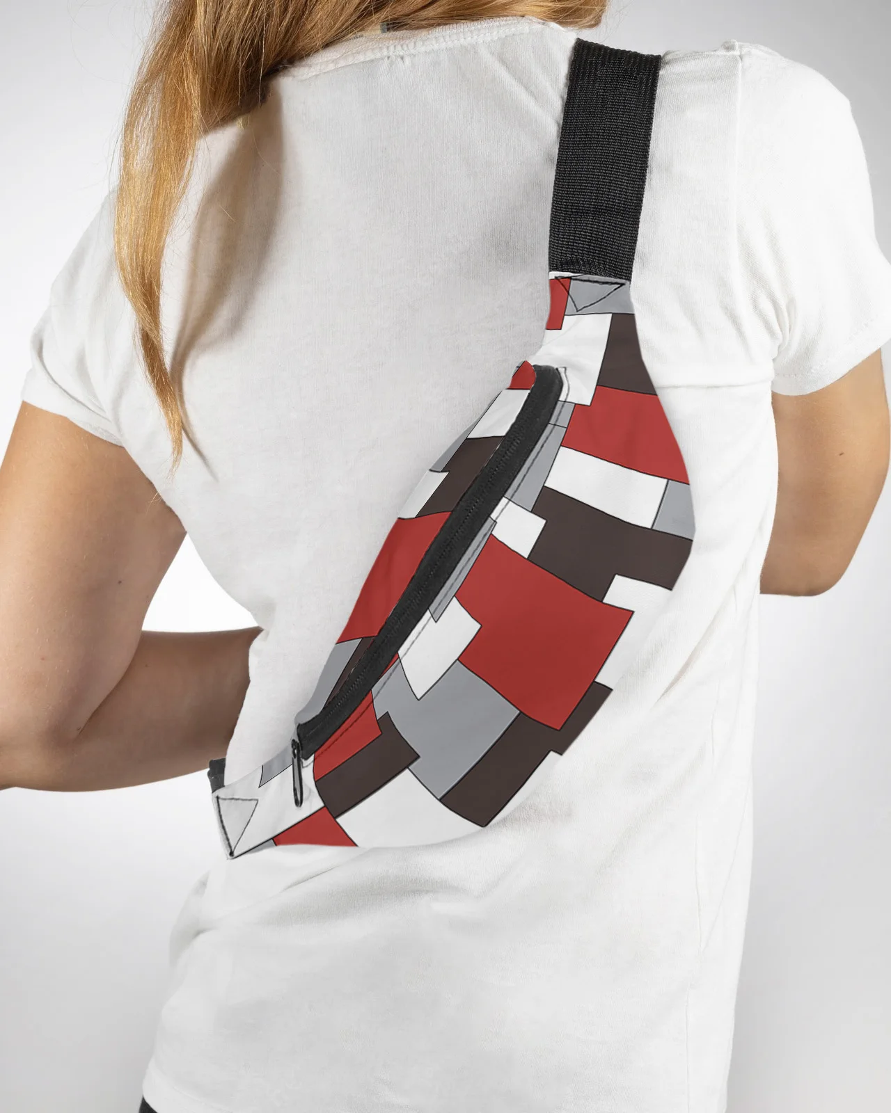 

Mid Century Abstract Geometric Classic Red Men Women Waist Bag Fanny Pack Phone Belt Bag Wallet Pouch Waterproof Banana Hip Bags