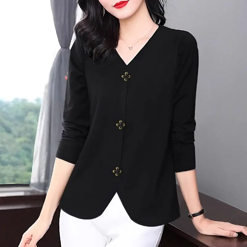 Harajuku Slit Hem Plus Size Striped Top Women Clothes Spring Autumn Long Sleeve Solid Simplicity Elegant T Shirts Fashion Casual