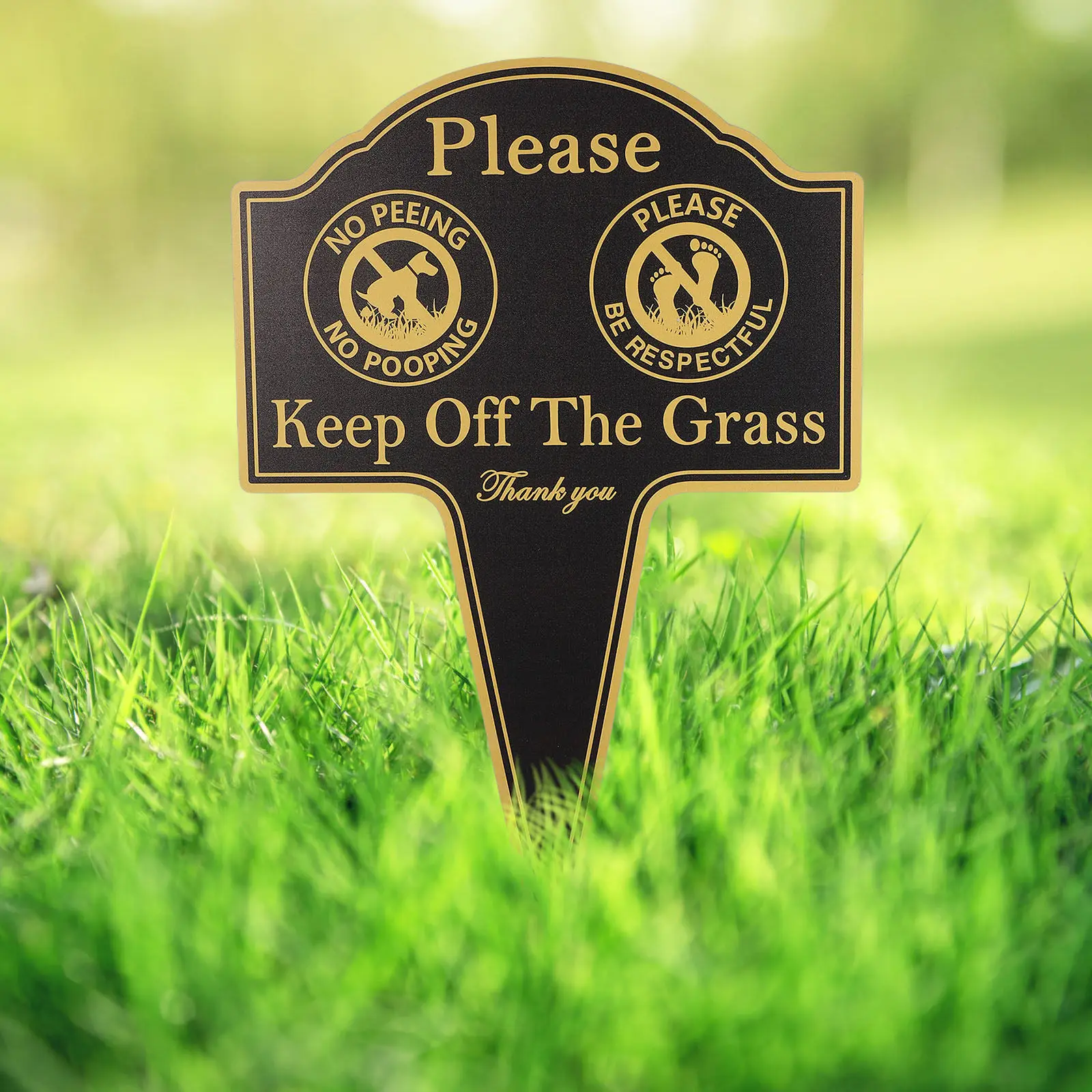 Aluminum Yard Stake Decorative Landscape Sign Keep Off Grass Warning Dog Waste Prevention for Outdoor Garden Lawn Park Use