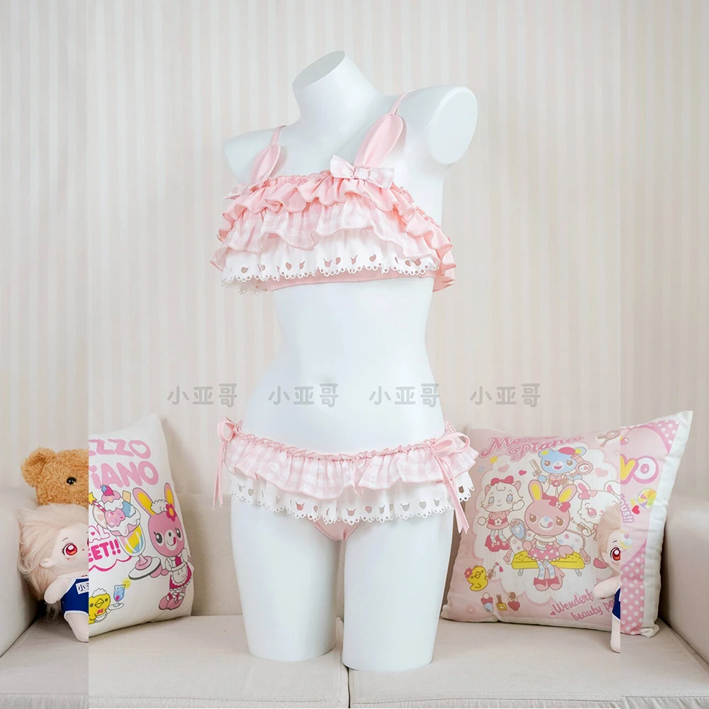 Japanese Cute Rabbit Girl Pink Jumpsuit 2026 New Comfortable and Fashionable Split Style Cute Bikini Sweet Girl Hot Spring