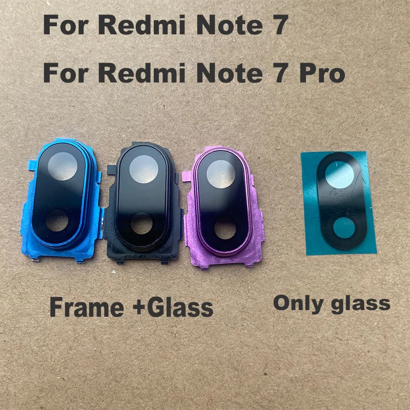 1PCS For Xiaomi Redmi Note 7 PRO Back Camera Glass Rear Lens Cover With Frame Ahesive Sticker Replacement