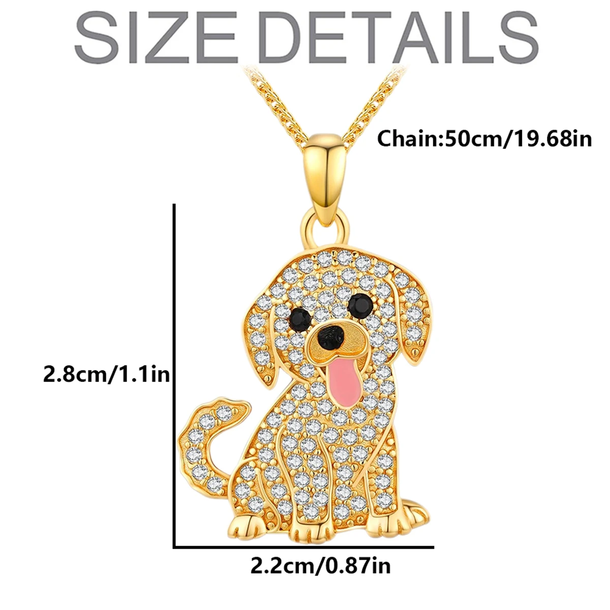 1Pc Cute Golden Retriever Rhinestone Necklace Exquisite Pet Puppy Memorial Jewelry Dog Lover Holiday Birthday Gift