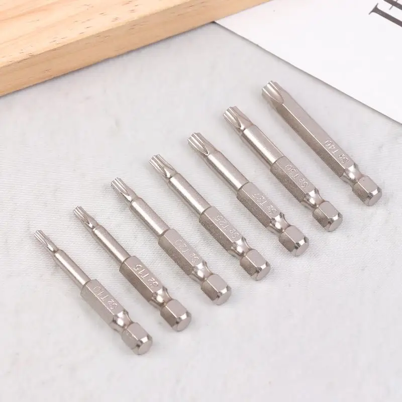 7Pcs S2 Magnetic Star Screw Driver 5 Point Screwdriver Bits 50mm 1/4