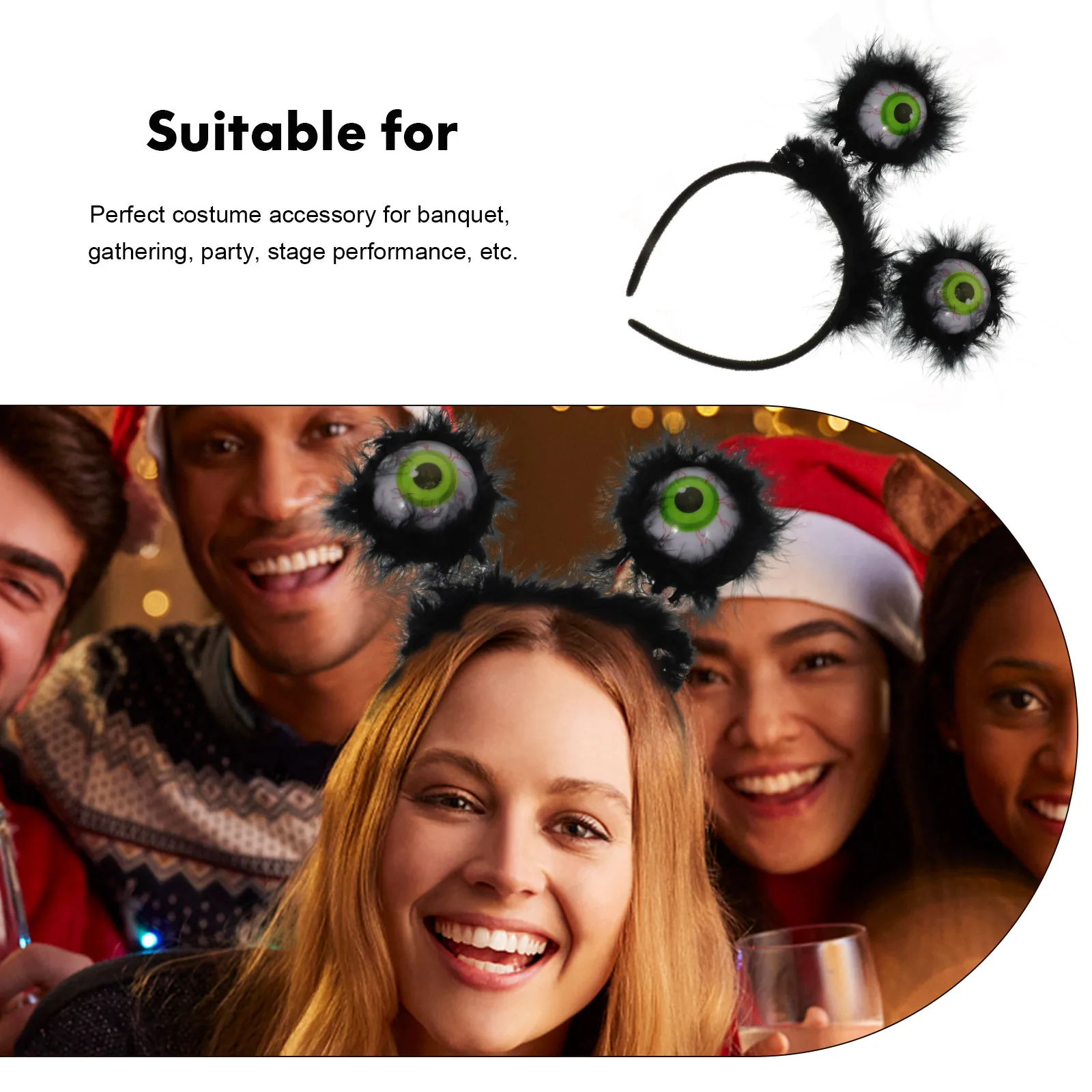 

2pcs Horror Headband Cosplay Halloween Party Favors Black Purple Hair Hoops Accessories Gothic Eyeball Headdress banquet