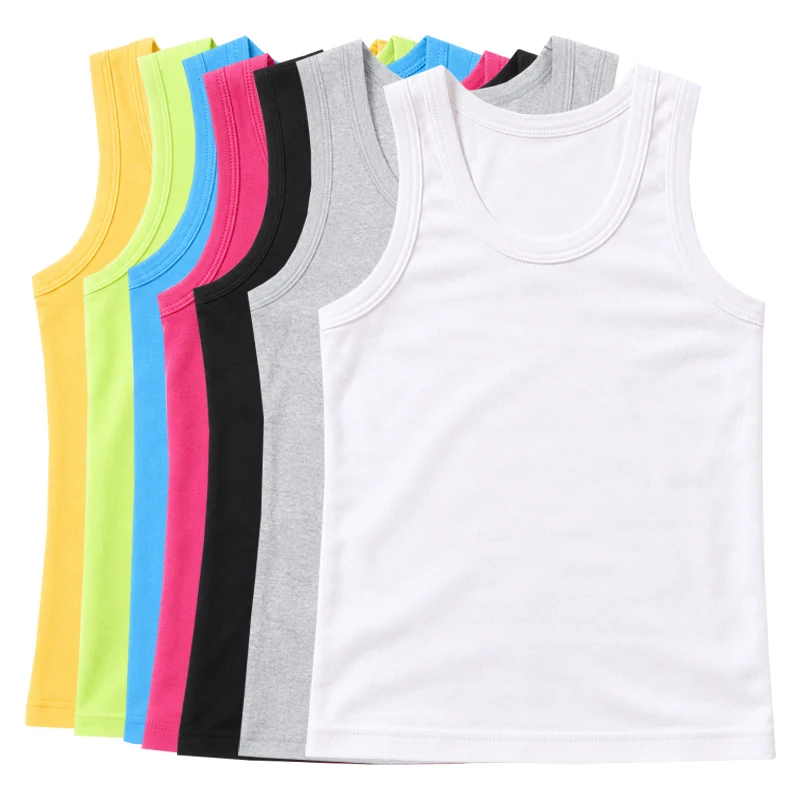 1pcs Pure Cotton Kids Underwear Boys Girls Vests Children Ventilate Vest Tops Student Sport Tank Top Baby Clothes Sleeveless Tee