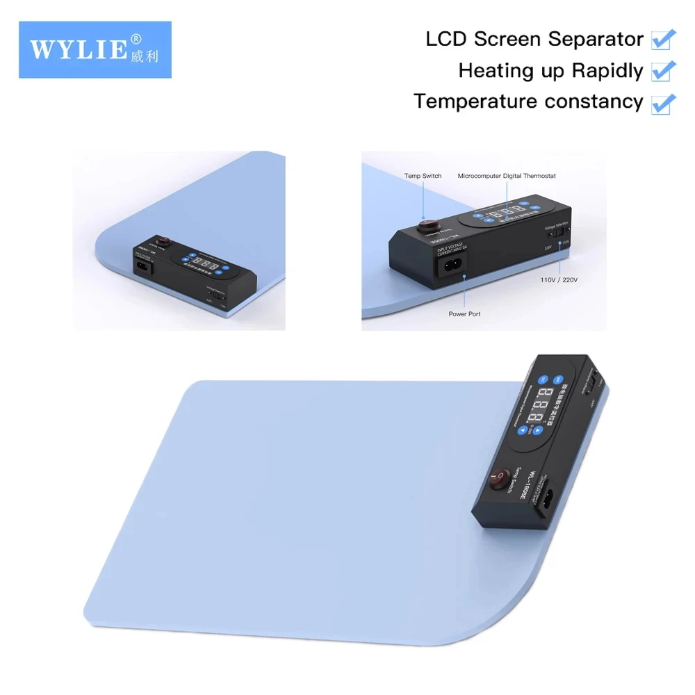 WYLIE WL-1805E LCD Dismantling Treasure Electric Heating Mat Screen Separator Removal Machine for Mobile Phones Pad Repair Tool