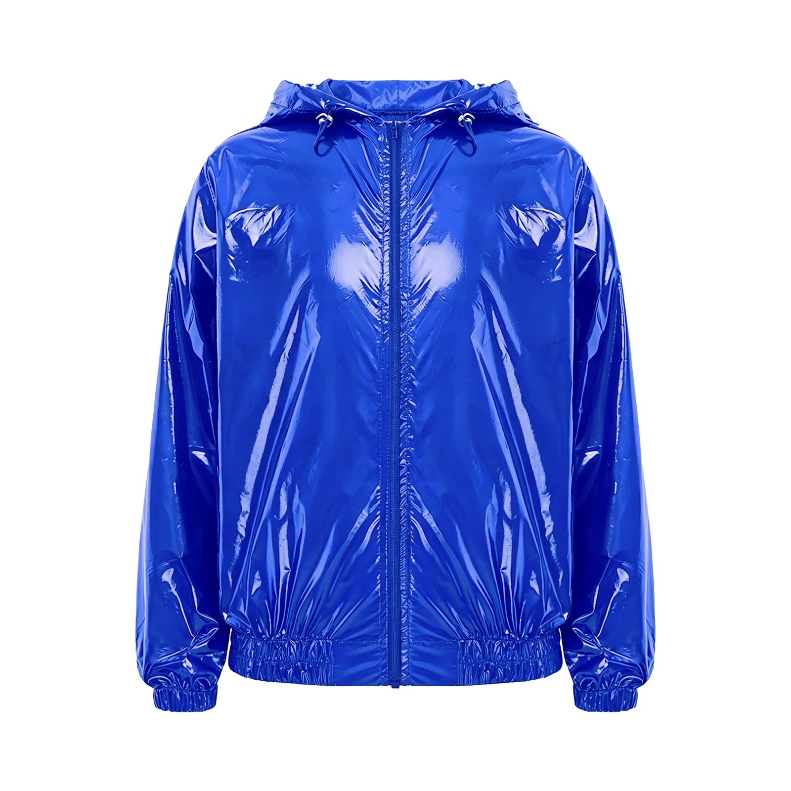 Kids Boys Water Resistant Hooded Jacket Long Sleeve Front Zipper Drawstring Hood Athletic Outerwear Raincoat Jazz Dancewear