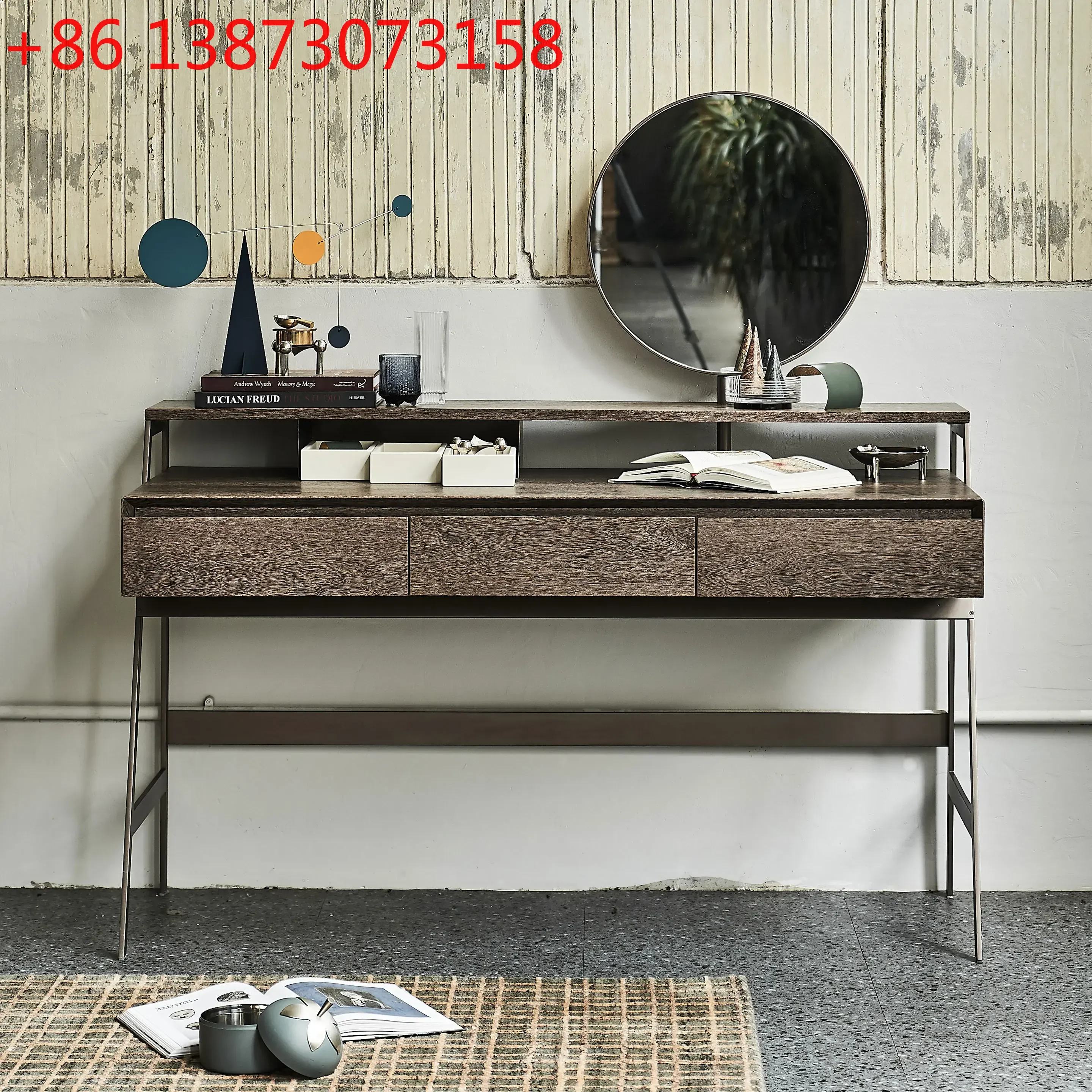 

Italian dresser solid wood modern minimalist high-end Italian chicken wing wood veneer bedroom makeup table